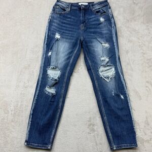 Risen Jeans Distressed Denim‎ Jeans Women's 7/28 Blue Ripped Slim Stretch Denim